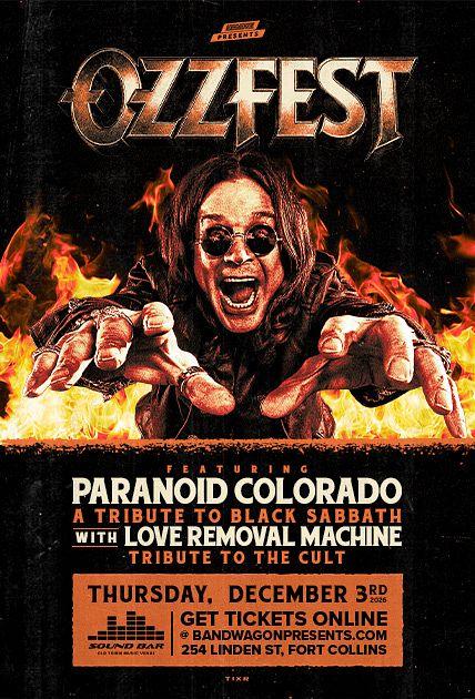 Ozzfest: Paranoid (Black Sabbath Tribute), The Ultimate Sin (Ozzy Tribute) official poster